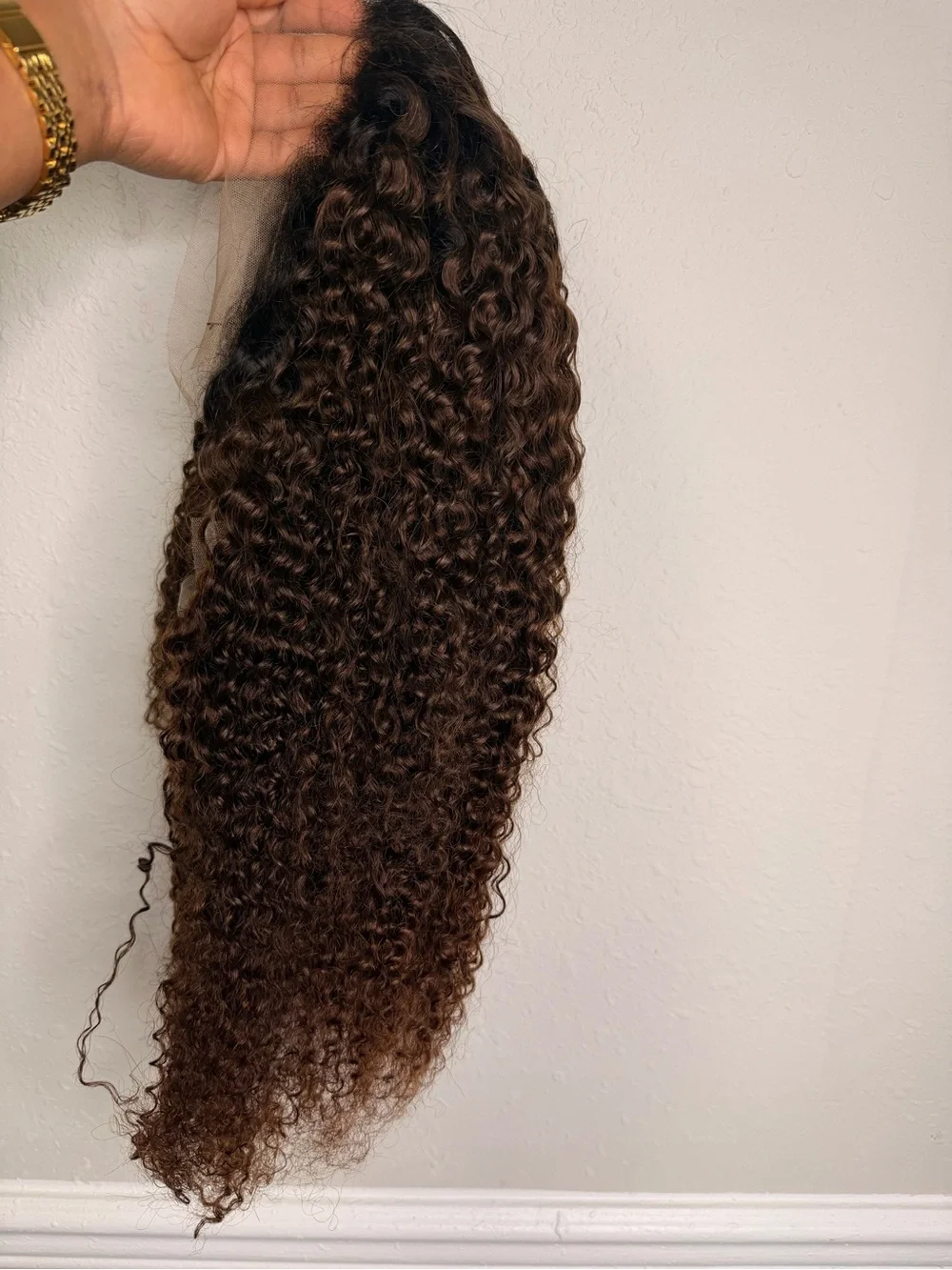 Natural Dark Brown Curly Lace Front Wig - Lightweight, Voluminous Style